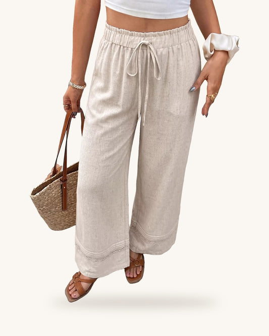 Casual Drawstring Wide Leg Pants