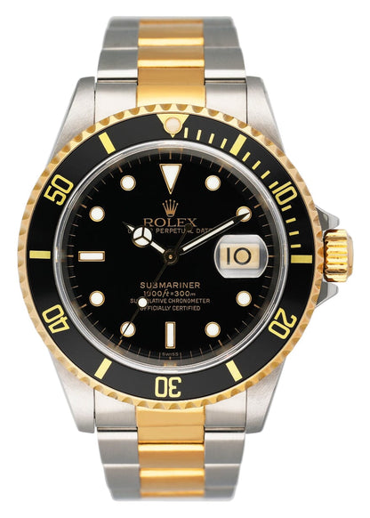 Rolex Submariner Date 16613LN Two-Tone Black Dial Box & Papers