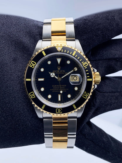 Rolex Submariner Date 16613LN Two-Tone Black Dial Box & Papers