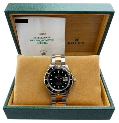 Rolex Submariner Date 16613LN Two-Tone Black Dial Box & Papers