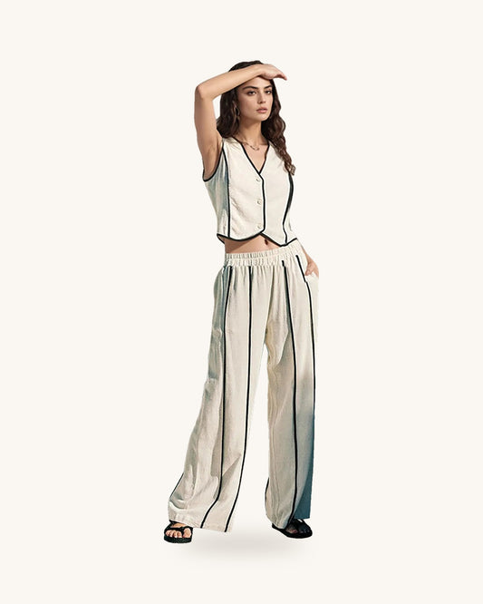Stripe Vest and Pants Two-Piece Set