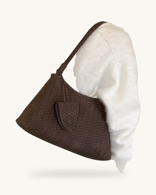 Woven Texture Shoulder Bag – Brown & Purple